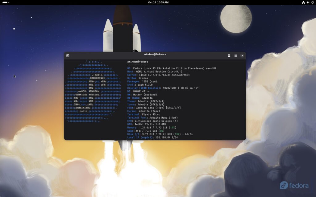 Upgrade to Fedora 43 from Fedora 42 Workstation (GUI and