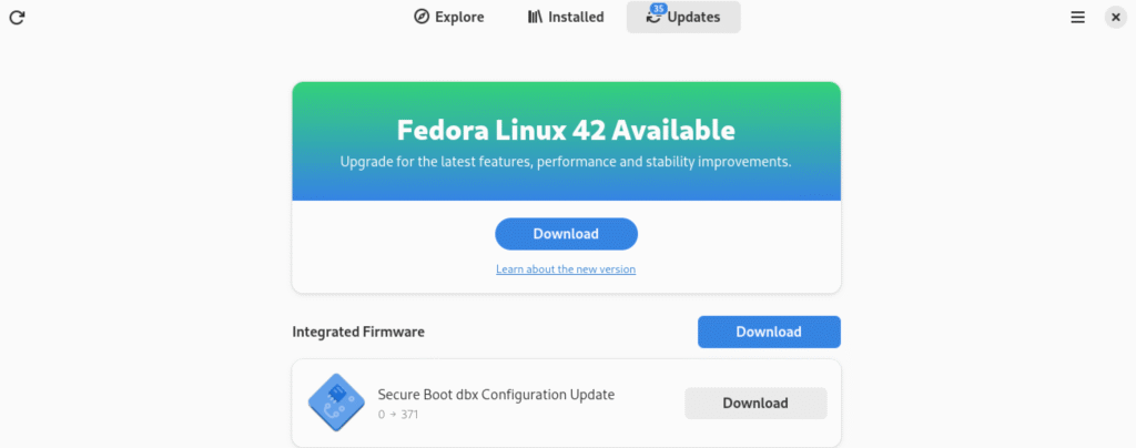Upgrade to Fedora 42 from Fedora 41 Workstation (GUI and